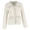 Self-portrait Embellished Bouclé-knit Cardigan In White Polyamide In White