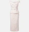 Self-portrait Bouclé Midi Dress In Beige