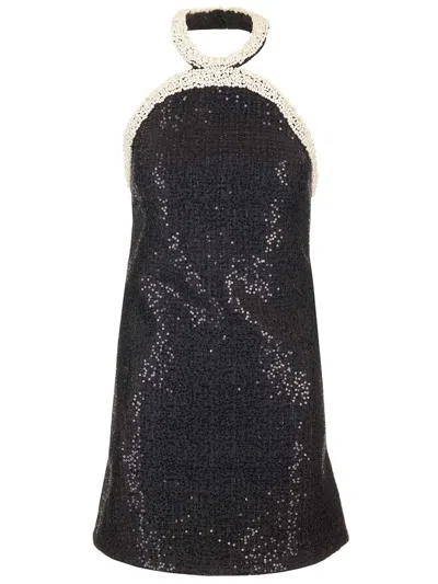SELF-PORTRAIT EMBELLISHED BOUCLÈ MINI DRESS DRESSES BLACK