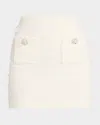Self-portrait Embellished Boucle Mini Skirt In White