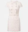 Self-portrait Pink Boucle Pearl Mini Dress In Beige