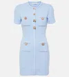 Self-portrait Jewel Button Knit Mini Dress In Blue