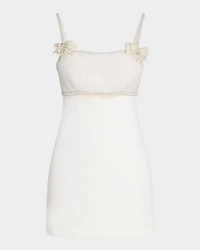 SELF-PORTRAIT EMBELLISHED BOW MINI DRESS