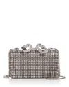 Self-portrait Embellished Box Clutch In Silver