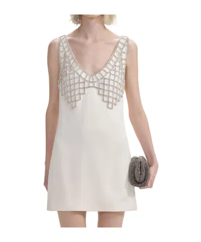 Self-portrait Crystal-embellished Mini Dress In White