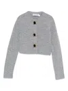 Self-portrait Jewelled-button Wool Cardigan In Gray