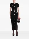 Self-portrait Womens Black Crystal-embellished Lace-trim Chenille-knit Midi Dress In Black