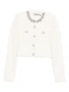 Self-portrait Embellished Waffle-knit Minidress In White