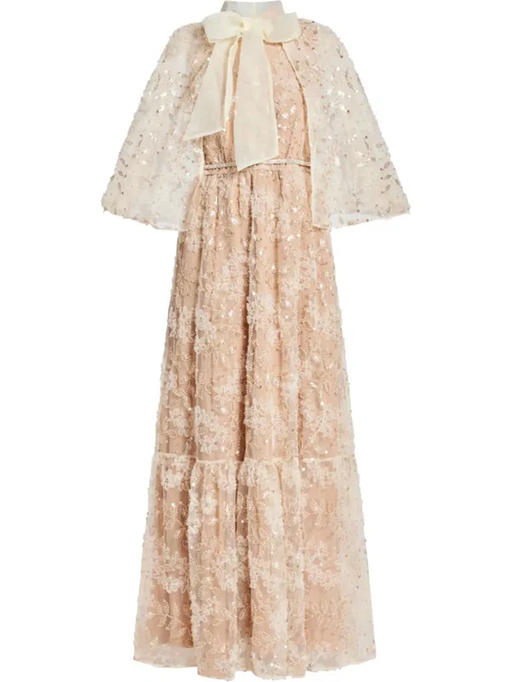 knee length dresses for ladies Beaded Embellished Cape Sleeve Maxi Dress  FASHIONISKO