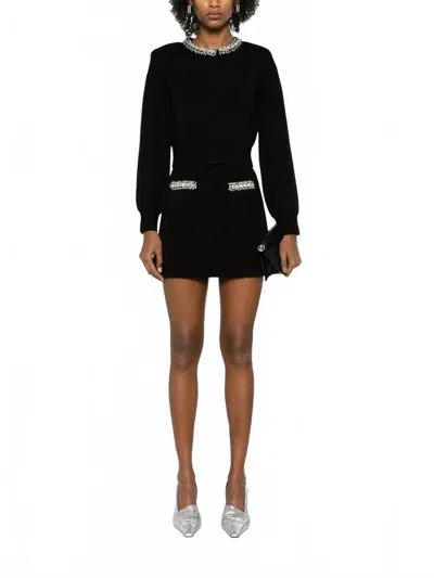 Self-portrait Embellished Cardigan In Black