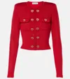 Self-portrait Self Portrait Short Knitted Cardigan With Heart-shaped Buttons Women In Red