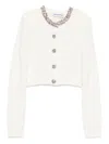 Self-portrait Cardigan With White Decorated Finishes In White