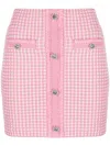 Self-portrait Welt Pocket Stone Embellished Knit Mini Skirt In Pink