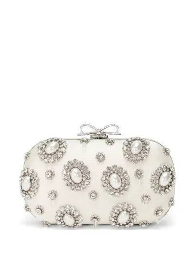 Self-portrait Embellished Clutch Bag In White
