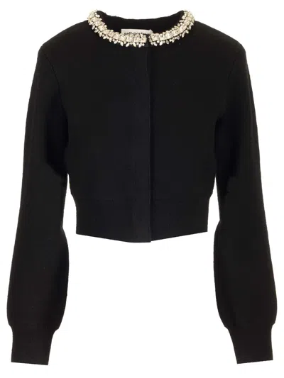 Self-portrait Embellished Collar Cardigan Knitwear Black