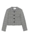 Self-portrait Embellished-collar Houndstooth Jacket In Black