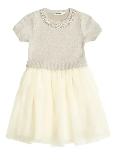 Self-portrait Embellished-collar Tulle Dress In Gray