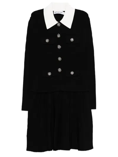 SELF-PORTRAIT EMBELLISHED COLLARED MINI DRESS