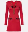 Self-portrait Textured-knit Mini Dress In Red