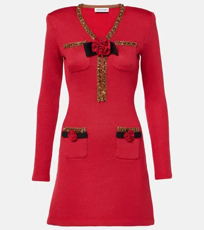 SELF-PORTRAIT FLORAL-APPLIQUÉ EMBELLISHED MINIDRESS