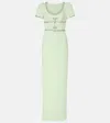 Self-portrait Embellished Crêpe Gown In Grün