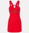 Self-portrait Embellished Cutout Crepe Mini Dress In Red