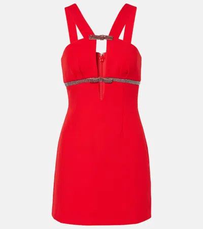 Self-portrait Embellished Cutout Crepe Mini Dress In Red