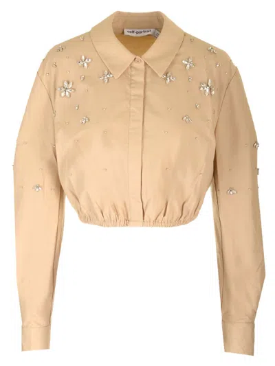 SELF-PORTRAIT EMBELLISHED CROPPED SHIRT