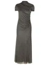 Self-portrait Embellished Cut-out Detailed Mesh Midi Dress In Grey