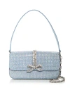 Self-portrait Embellished Denim Baguette Shoulder Bag In Blue