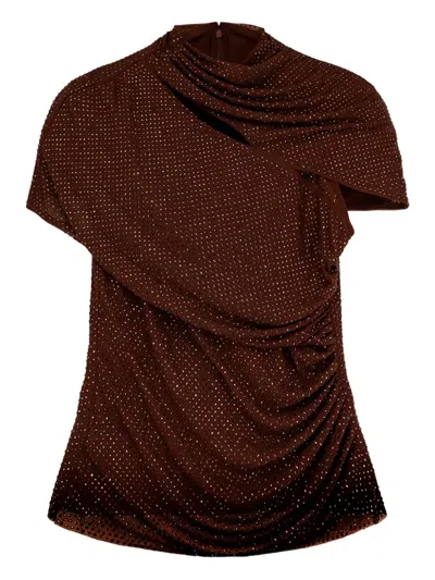 SELF-PORTRAIT EMBELLISHED DRAPED TOP