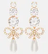 Self-portrait Embellished Drop Earrings In Gold