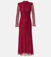 Self-portrait Crystal-embellished Mesh Midi Dress In Red