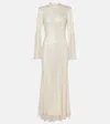 Self-portrait Embellished Fishnet Midi Dress In White
