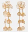 Self-portrait Embellished Floral Drop Earrings In Gold