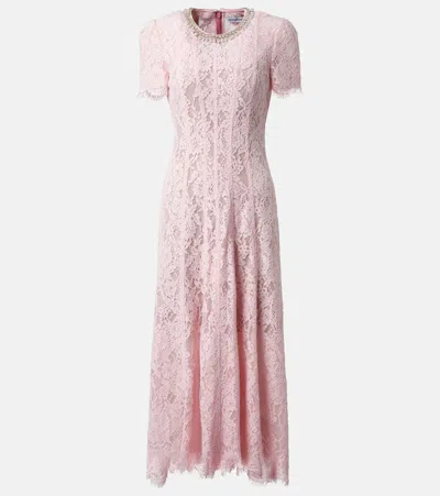 Self-portrait Embellished Floral Lace Midi Dress In Pink