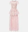 Self-portrait Embellished Floral Tulle Maxi Dress In Pink