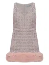 Self-portrait Embellished Fur-trimmed Dress In Pink