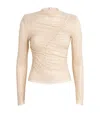 Self-portrait Gathered Rhinestone Top In Gold