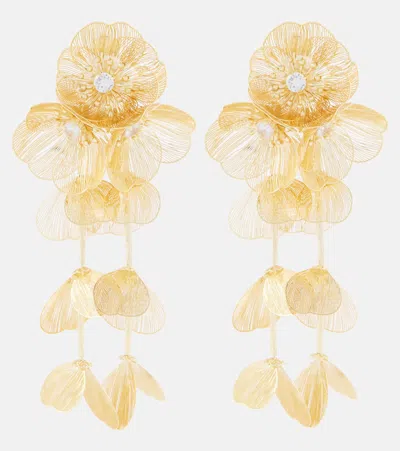 Self-portrait Embellished Gold-plated Clip-on Earrings