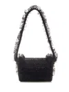 Self-portrait Crystal Lace Shoulder Bag In Black