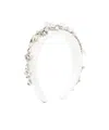 Self-portrait Embellished Satin Headband In White