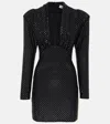 Self-portrait Miniabito In Jersey Nero Con Strass In Schwarz