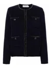 Self-portrait Oversized Black Knitted Cardigan With Flared Sleeves In Dark Blue