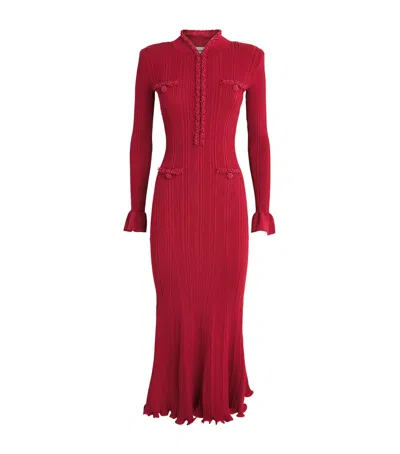 Self-portrait Embellished Knit Maxi Dress In Red