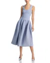 Self-portrait Crystal-embellished Ribbed Stretch-knit Midi Dress In Blue