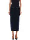 Self-portrait Midnight Blue Wool Blend Skirt In Navy