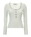 Self-portrait Crystal-embellished Ribbed-knit Top In White