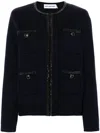 Self-portrait Oversized Black Knitted Cardigan With Flared Sleeves In Blue