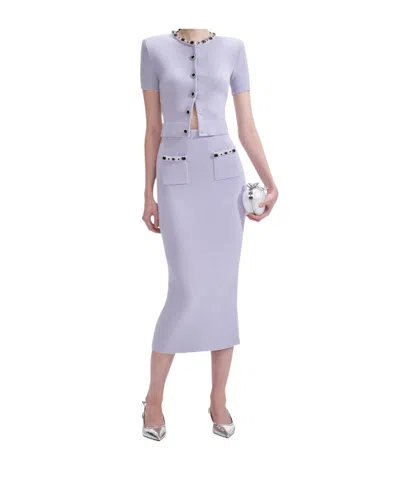Self-portrait Embellished Knitted Midi Skirt In Multi
